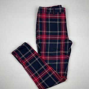 Navy and red plaid pants